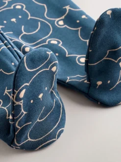 Bleu marine motif ours - Dors-bien pour bébé avec doublure en polaire