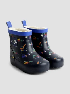 Bleu marine motif pelleteuse - Bottes de bien-être JoJo Maman Bébé courtes doublées et confortables
