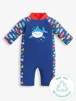 Bleu marine motif requin - Jojo Maman Bébé UPF 50 1-Pieces Combinaison de protection solaire