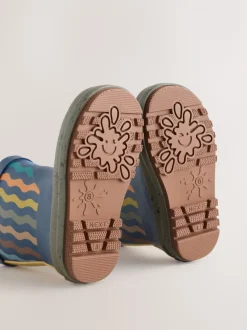 Bleu marine rayé - Bottes de pluie à poignée