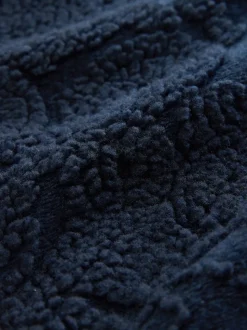 Bleu marine tufté - Polaire à col cheminée zippé