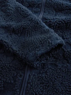 Bleu marine tufté - Polaire à col cheminée zippé