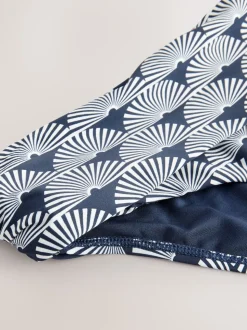 Bleu marine/blanc éventail - Bas de bikini