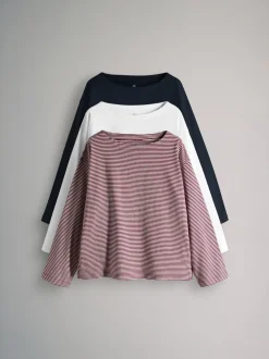 Bleu marine/blanc/rayure - The Set lot de 3 t-shirts épais à col bateau