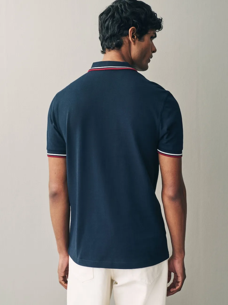 Bleu marine/blanc/rouge - Polo Fred Perry à liserés