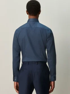 Bleu marine/bleu géométrique - Ensemble chemise et cravate
