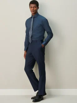 Bleu marine/bleu géométrique - Ensemble chemise et cravate