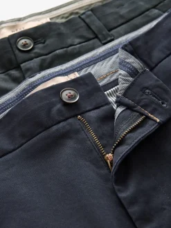 Bleu marine/Gris Charcoal - Ajustement droit - Pantalon chino extensible 2 Pack