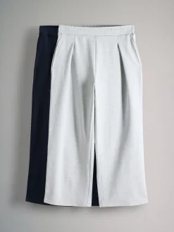 Bleu marine/gris chiné - The Set lot de 2 pantalons épais en jersey plissé sur le devant