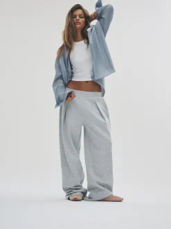 Bleu marine/gris chiné - The Set lot de 2 pantalons épais en jersey plissé sur le devant