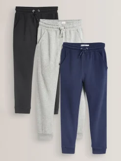Bleu marine/gris/noir - Lot de 3 joggings en jersey doux coupe classique (3-16ans)