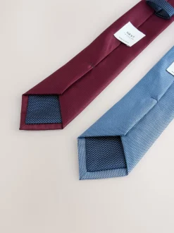 Bleu marine/rouge bordeaux - Lot de 2 cravates texturées