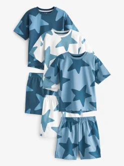 Bleu marine/étoiles blanches - Pyjama court 3 Pack (9mois-12ans)