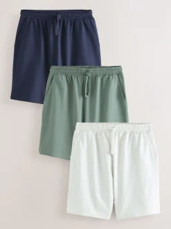 Bleu marine/vert/gris glace - Lot de 3 shorts Loopback doux au toucher