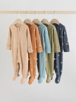 Bleu minéral - Lot de 5 dors-bien bébé avec fermeture éclair bidirectionnelle 100 % coton (0mois-2ans)