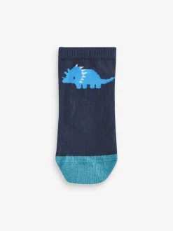 Bleu motif dinosaure - Paquet de chaussettes de sport en coton riche 7