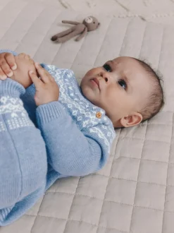 Bleu motif jacquard - Ensemble haut et legging en maille (0mois-2ans)