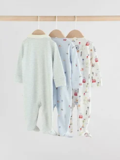 Bleu motif Londres - Combinaisons de nuit pour bébé 3 Pack (0-2ans)