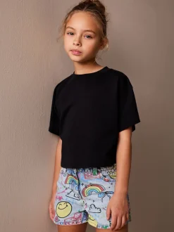 Bleu moyen - ® Short en Denim à imprimé graffiti SmileyWorld (3-16ans)
