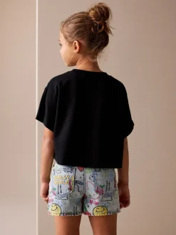 Bleu moyen - ® Short en Denim à imprimé graffiti SmileyWorld (3-16ans)