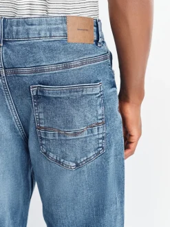 Bleu moyen - Ajustement droit - extensible Denim Jeans