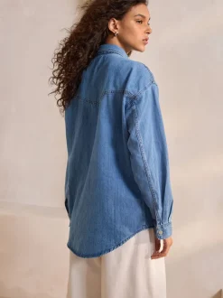 Bleu moyen - Chemises oversize en Denim