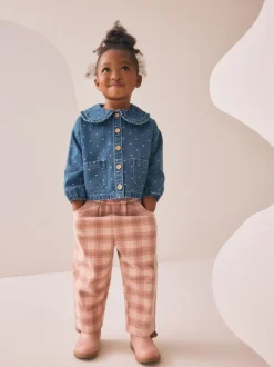 Bleu moyen - Ensemble chemise Denim et Pantalons à Carreaux (3mois-7ans)