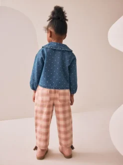 Bleu moyen - Ensemble chemise Denim et Pantalons à Carreaux (3mois-7ans)