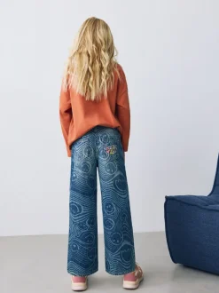 Bleu moyen - Jean ample imprimé SmileyWorld® (3-16ans)