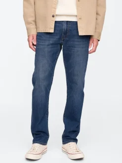 Bleu moyen - Jean droit extensible Gap