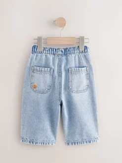 Bleu moyen - Jean en denim brodé 100 % coton (3mois-7ans)