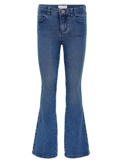 Bleu moyen - Jeans de jambe évasée ONLY KIDS avec taille ajustable