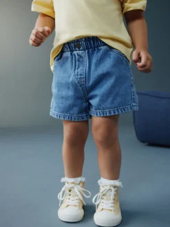 Bleu moyen - Short en jean à enfiler (3mois10ans)