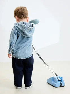 Bleu moyen - Surchemise à capuche en jean (3mois7ans)