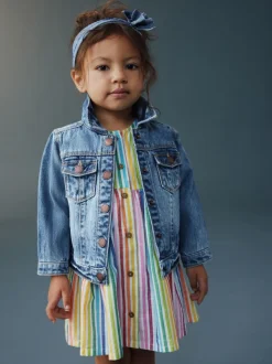 Bleu moyen - Veste Denim Western 100% coton (3mths-7yrs)
