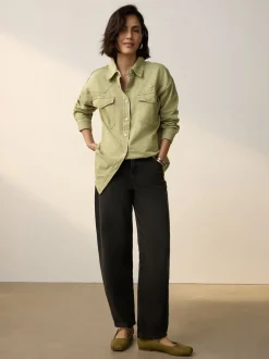 Bleu moyen et vert kaki - Lot de 2 chemises en jean oversize