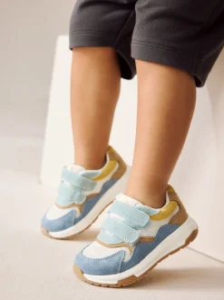 Bleu multicolore - Baskets Fermeture par contact en daim