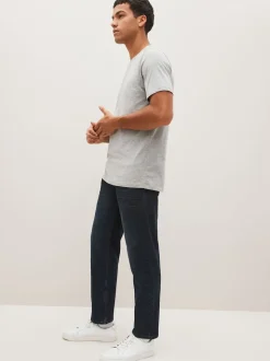 Bleu noir - Straight Fit Classic Jeans extensibles