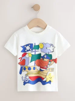 Bleu Pirates - Lot de 3 t-shirts appliqués à manches courtes (3mois7ans)