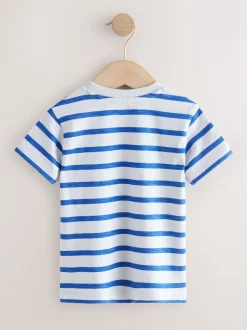 Bleu Pirates - Lot de 3 t-shirts appliqués à manches courtes (3mois7ans)