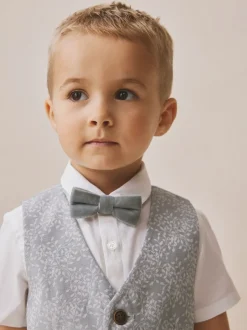 bleu pâle - Ensemble gilet, chemise, short et cravate (3mois9ans)