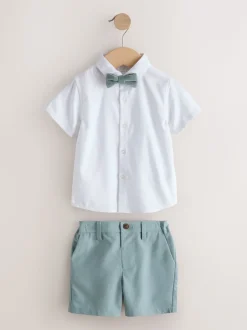 bleu pâle - Ensemble gilet, chemise, short et cravate (3mois9ans)