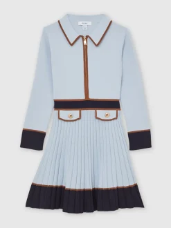 bleu pâle - Robe Reiss Anne plissée en maille à liserés