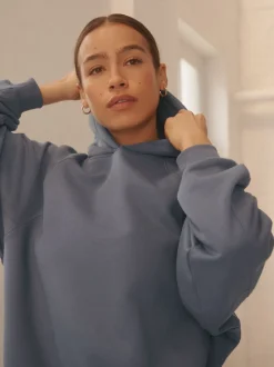 bleu pâle - Sweat à capuche épais coupe standard décontracté