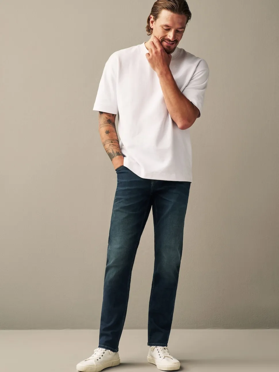 Bleu profond - Slim Fit (Slim Fit) - extensible Denim Jeans