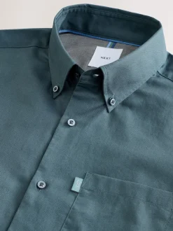 Bleu pétrole - Slim Fit (Slim Fit) - Chemises Oxford boutonnées Easy Iron