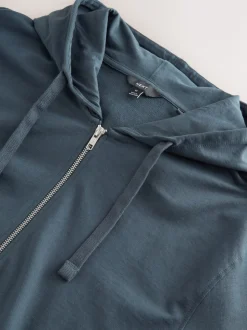 Bleu pétrole - Sweat à capuche zippé léger