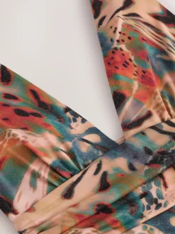 Bleu sarcelle/Rose Animal métallisé - Maillot de bain gainant pigeonnant