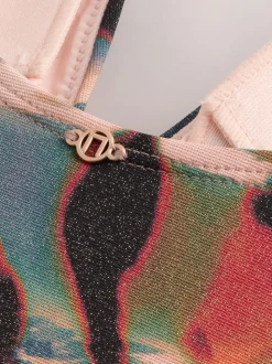 Bleu sarcelle/Rose Animal métallisé - Maillot de bain gainant pigeonnant