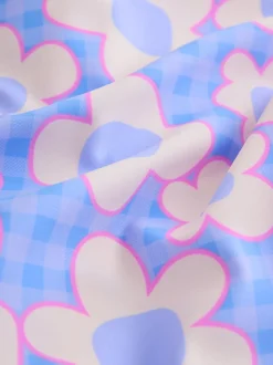 Bleu Stampy Fleuri - Maillot de bain Sunsafe (3mths-10yrs)